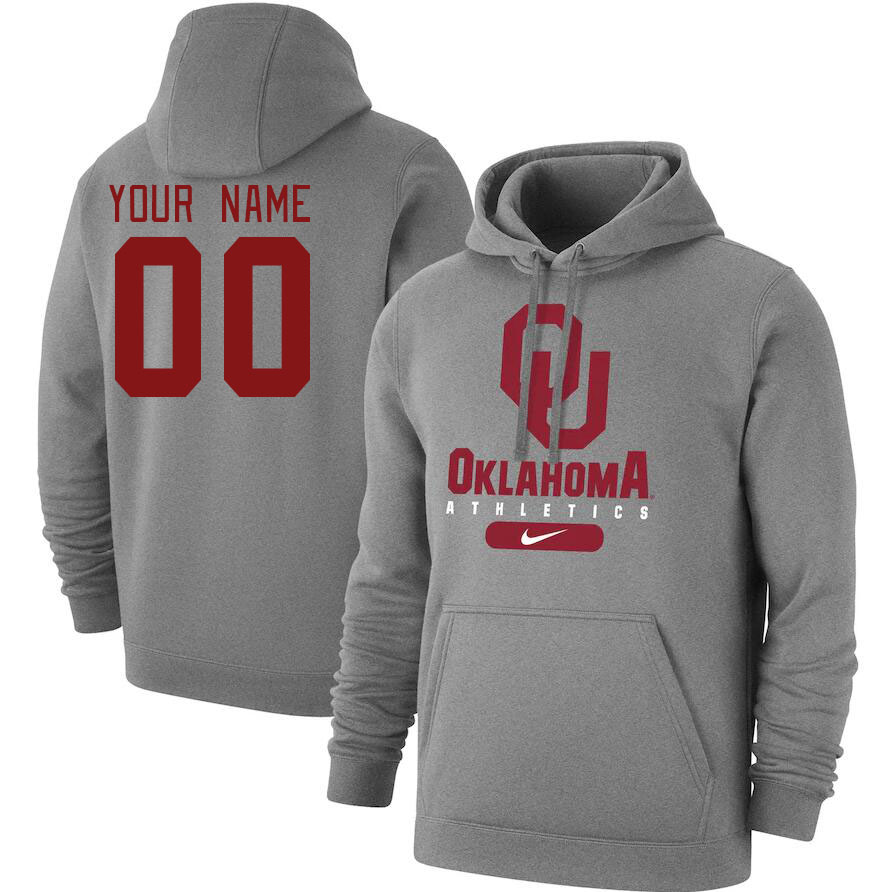 Custom Oklahoma Sooners College Name And Number Hoodie-Gray